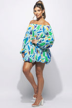 Load image into Gallery viewer, Off Shoulder Colorful Bubble Dress
