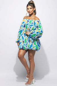 Off Shoulder Colorful Bubble Dress