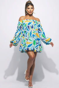 Off Shoulder Colorful Bubble Dress