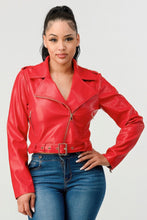 Load image into Gallery viewer, Red Vegan Leather Jacket
