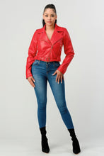 Load image into Gallery viewer, Red Vegan Leather Jacket
