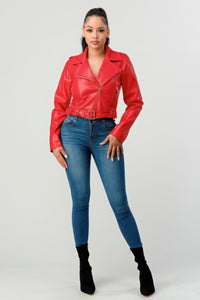 Red Vegan Leather Jacket