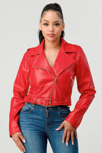 Load image into Gallery viewer, Red Vegan Leather Jacket
