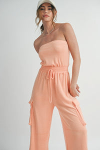 Tube Top Jumpsuit Romper-Peach