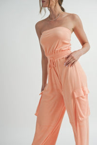 Tube Top Jumpsuit Romper-Peach