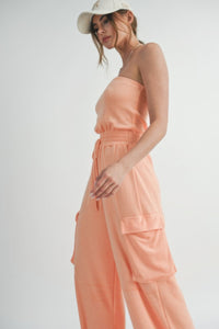 Tube Top Jumpsuit Romper-Peach