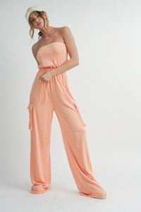 Tube Top Jumpsuit Romper-Peach