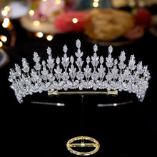 Load image into Gallery viewer, CUBIC ZIRCONIA SILVER Luxury Bride Tiaras, Wedding Crowns for Women, Crystal Hair Acessories, Unique Floral Princess Tiara Broke Girl Philanthropy
