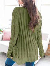 Load image into Gallery viewer, Womens Sweater-Cable-Knit Buttoned Cardigan with Pockets
