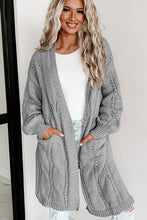 Load image into Gallery viewer, Womens Sweater-Cable-Knit Dropped Shoulder Cardigan | sweater
