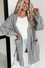 Load image into Gallery viewer, Womens Sweater-Cable-Knit Dropped Shoulder Cardigan | sweater
