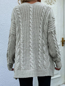 Womens Sweater-Cable-Knit Open Front Cardigan with Front Pockets | Coat & Jacket & Cardigan