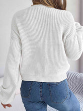 Load image into Gallery viewer, Womens Sweater-Cable-Knit Round Neck Drop Shoulder Sweater
