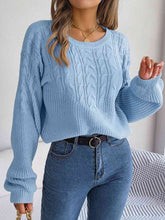 Load image into Gallery viewer, Womens Sweater-Cable-Knit Round Neck Drop Shoulder Sweater
