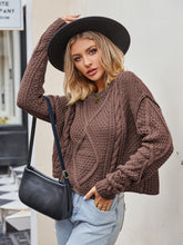 Load image into Gallery viewer, Womens Sweater-Cable-Knit Round Neck Dropped Shoulder Sweater
