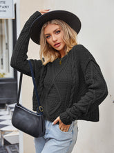 Load image into Gallery viewer, Womens Sweater-Cable-Knit Round Neck Dropped Shoulder Sweater
