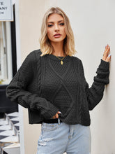 Load image into Gallery viewer, Womens Sweater-Cable-Knit Round Neck Dropped Shoulder Sweater
