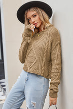 Load image into Gallery viewer, Womens Sweater-Cable-Knit Round Neck Dropped Shoulder Sweater
