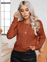 Load image into Gallery viewer, Womens Sweater-Cable-Knit Round Neck Long Sleeve Sweater
