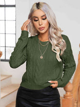 Load image into Gallery viewer, Womens Sweater-Cable-Knit Round Neck Long Sleeve Sweater
