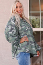 Load image into Gallery viewer, Camouflage Buttoned Dropped Shoulder Hoodie Broke Girl Philanthropy
