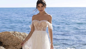 Lace Beach Wedding Dress-Cap Sleeve Beach Wedding Gown | Wedding Dresses