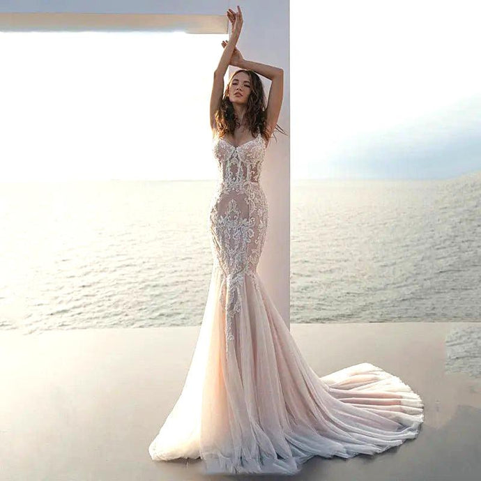 Mermaid Wedding Dress-Lace Mermaid Beach Wedding Dress | Wedding Dresses