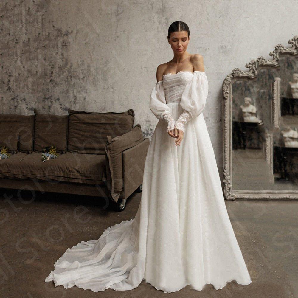 Charming Beach Wedding Dress with Off-Shoulder Sleeves Broke Girl Philanthropy