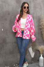 Load image into Gallery viewer, Womens Sweater-Checkered Open Front Drop Shoulder Cardigan | Coat &amp; Jacket &amp; Cardigan
