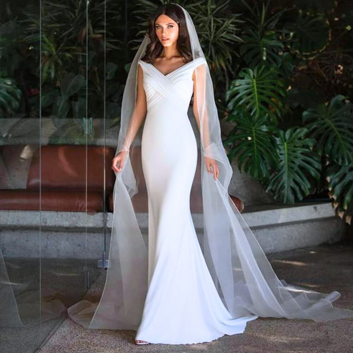 Mermaid Wedding Dress-Short Sleeve Wedding Dress-Sweep Train | Wedding Dresses