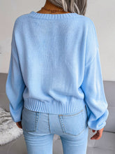 Load image into Gallery viewer, Womens Sweater-Cloud Print Button Down Ribbed Trim Cardigan
