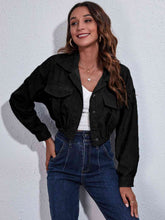 Load image into Gallery viewer, Womens Jacket-Collared Neck Dropped Shoulder Buttoned Jacket
