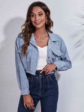 Load image into Gallery viewer, Womens Jacket-Collared Neck Dropped Shoulder Buttoned Jacket
