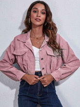 Load image into Gallery viewer, Womens Jacket-Collared Neck Dropped Shoulder Buttoned Jacket
