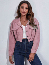 Load image into Gallery viewer, Womens Jacket-Collared Neck Dropped Shoulder Buttoned Jacket
