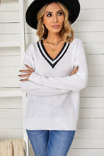 Load image into Gallery viewer, Womens Top-V Neck Drop Shoulder Knit Pullover | Tops
