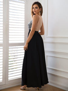 Womens Maxi Dress-Contrast Sequin Sleeveless Maxi Dress | Dresses