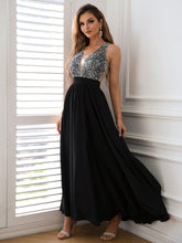 Load image into Gallery viewer, Womens Maxi Dress-Contrast Sequin Sleeveless Maxi Dress | Dresses
