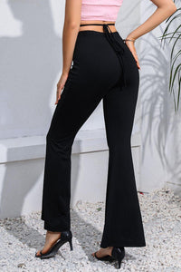 Womens Pants-Criss Cross Long Flare Pants