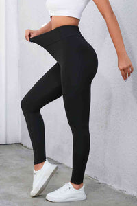 Womens Leggings-Crisscross Detail Wide Waistband Leggings