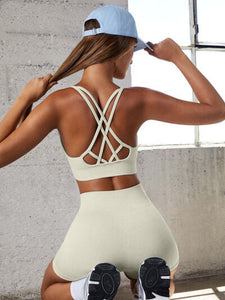 Womens Activewear-Crisscross Spaghetti Strap Active Bra | Activewear/Activewear Sets