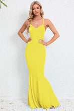 Load image into Gallery viewer, Womens Maxi Dress-Crisscross Spaghetti Strap Fishtail Dress | Dress
