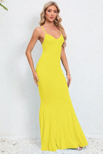 Load image into Gallery viewer, Womens Maxi Dress-Crisscross Spaghetti Strap Fishtail Dress | Dress
