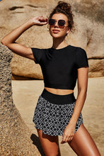 Load image into Gallery viewer, Womens Swimsuit | Cropped Tee and Printed Swim Skort Swim Set
