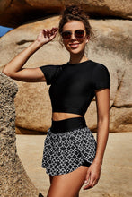 Load image into Gallery viewer, Womens Swimsuit | Cropped Tee and Printed Swim Skort Swim Set
