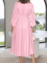 Load image into Gallery viewer, Womens Maxi Dress-Deep V-Neck Balloon Sleeve Plain Maxi Dress
