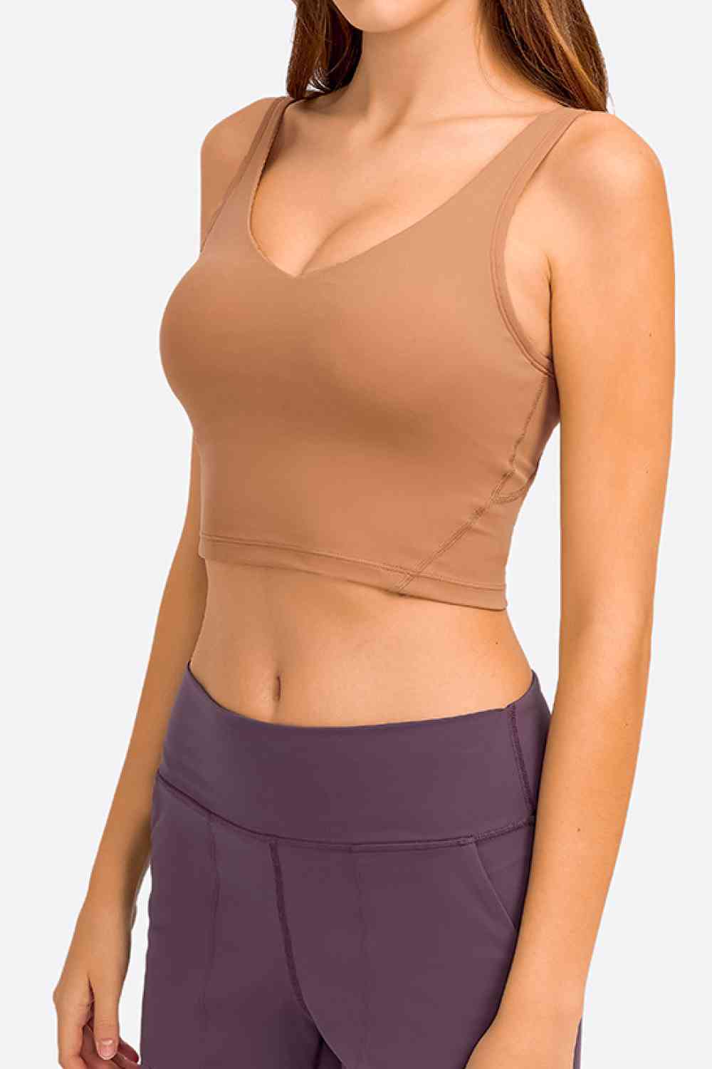 Womens Activewear-Deep V-Neck Crop Sports Bra | Activewear/Activewear Sets