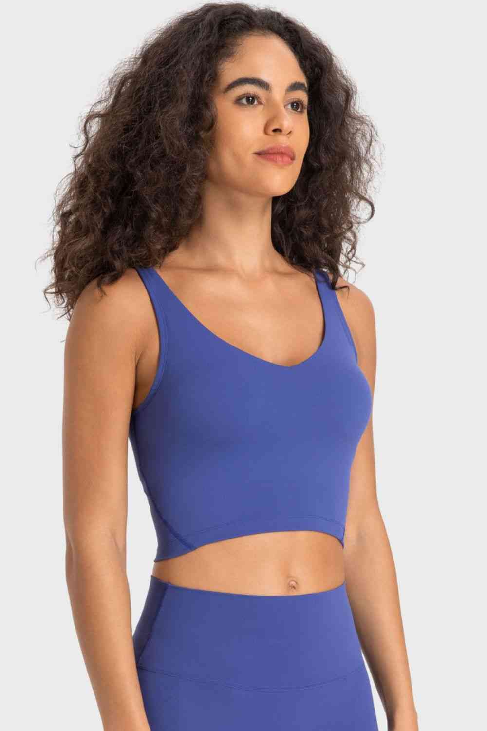 Womens Activewear-Deep V-Neck Crop Sports Bra | Activewear/Activewear Sets