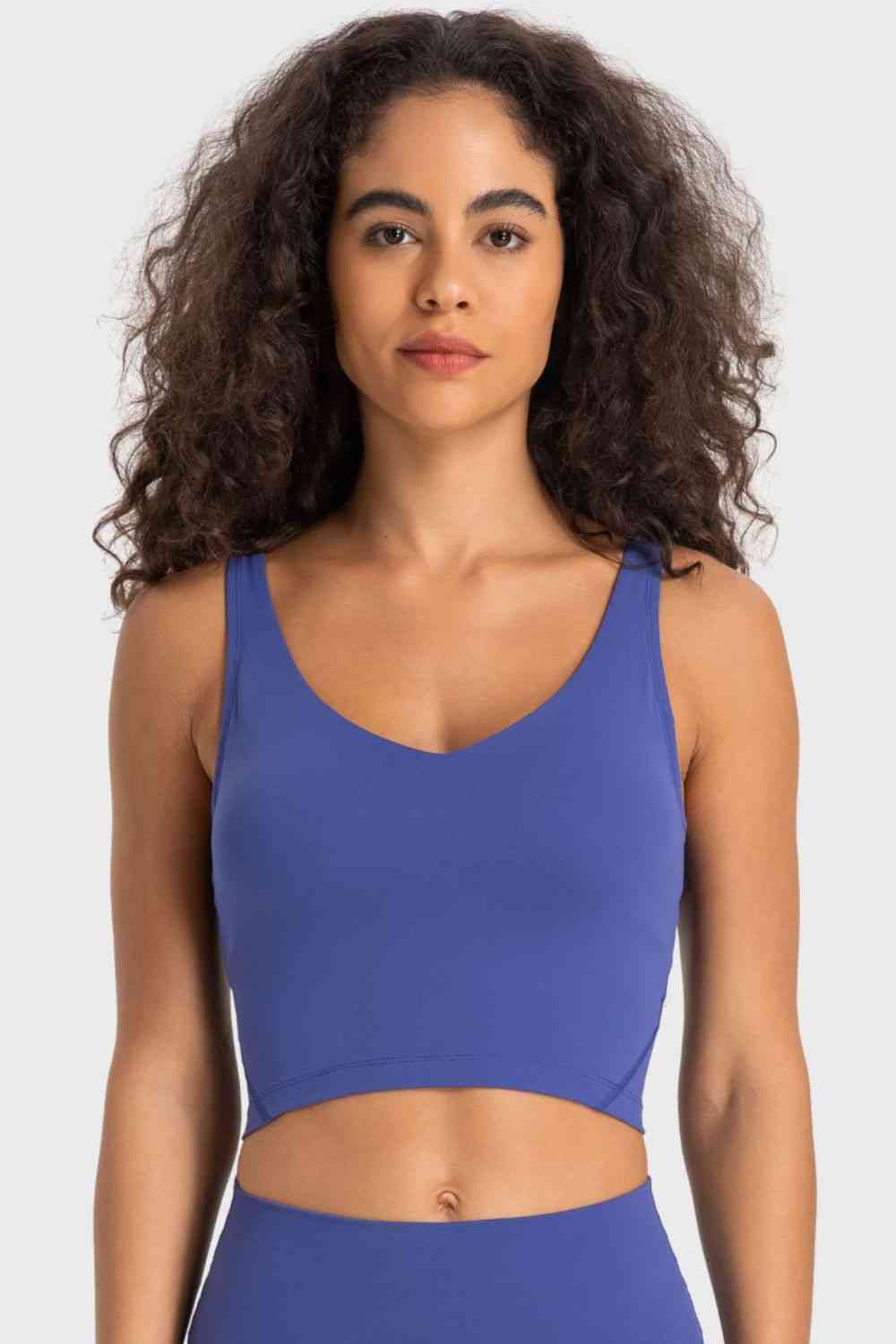 Womens Activewear-Deep V-Neck Crop Sports Bra | Activewear/Activewear Sets