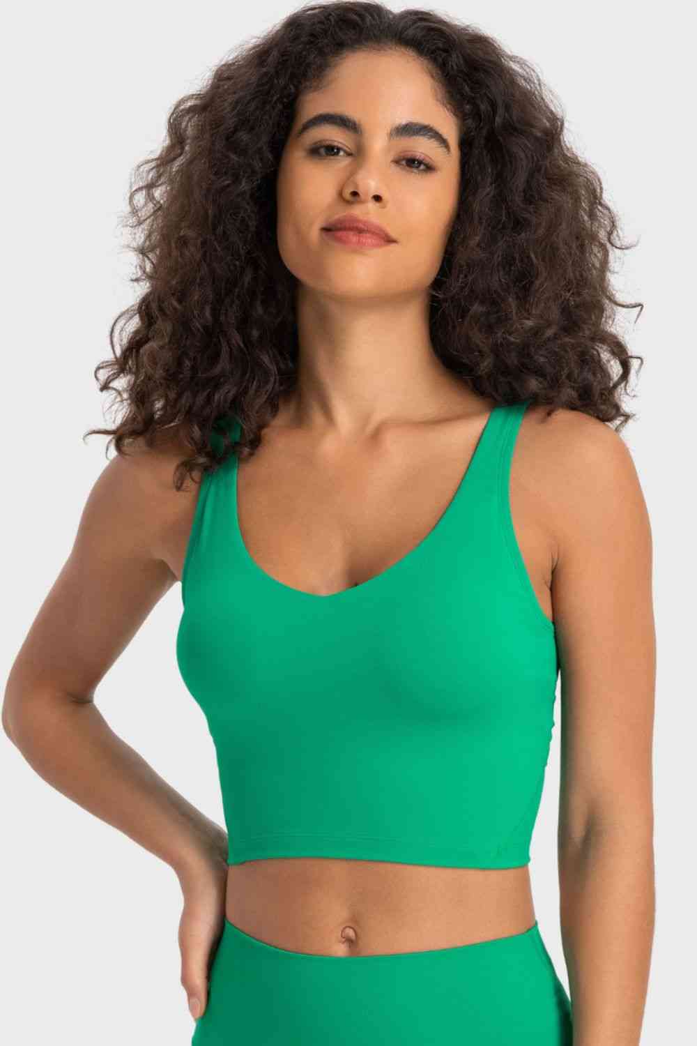 Womens Activewear-Deep V-Neck Crop Sports Bra | Activewear/Activewear Sets